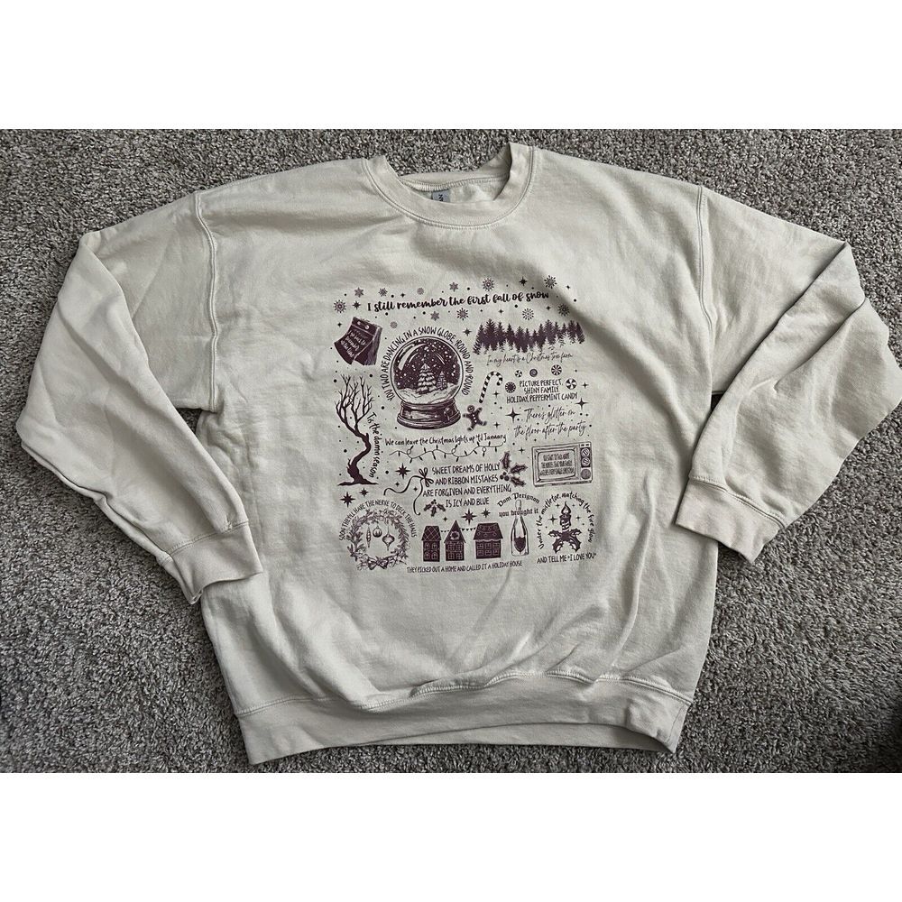 Taylor Swift Holiday Lyrics Sweatshirt Large XL Handmade Cream Color